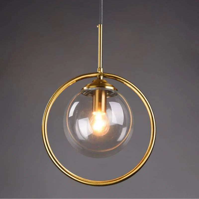 Silvana Modern Ring Pendant Light in Glass and Iron