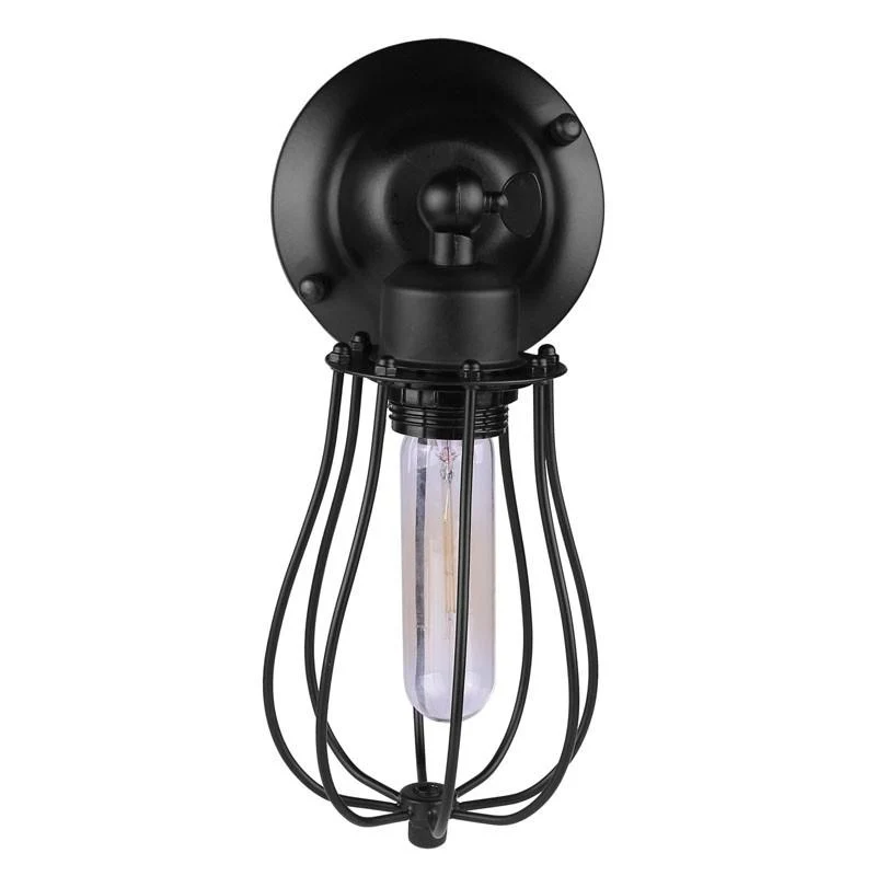 Industrial Droplet Cage Wall Lamp in Iron and Alloy
