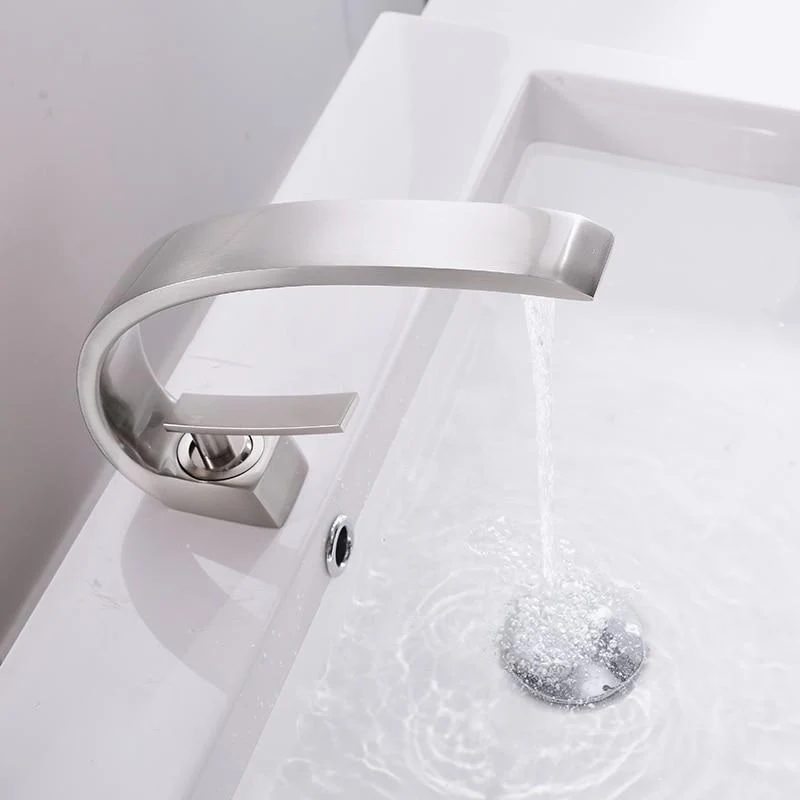 Modern Crane Design Single Handle Basin Faucet in Solid Brass