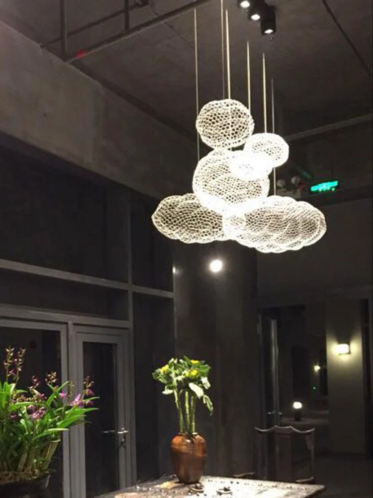 Amica Modern Art Deco Star Light Dotted Cloud Lamp in Hand-Molded Iron