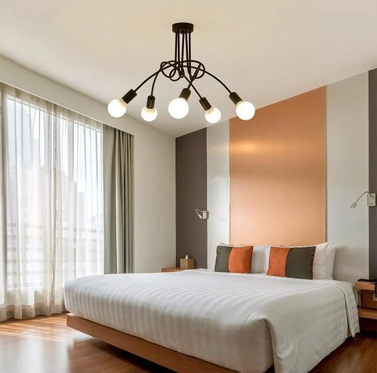 Modern Industrial Loft Chandelier in Metal, 47.2 Inches Long