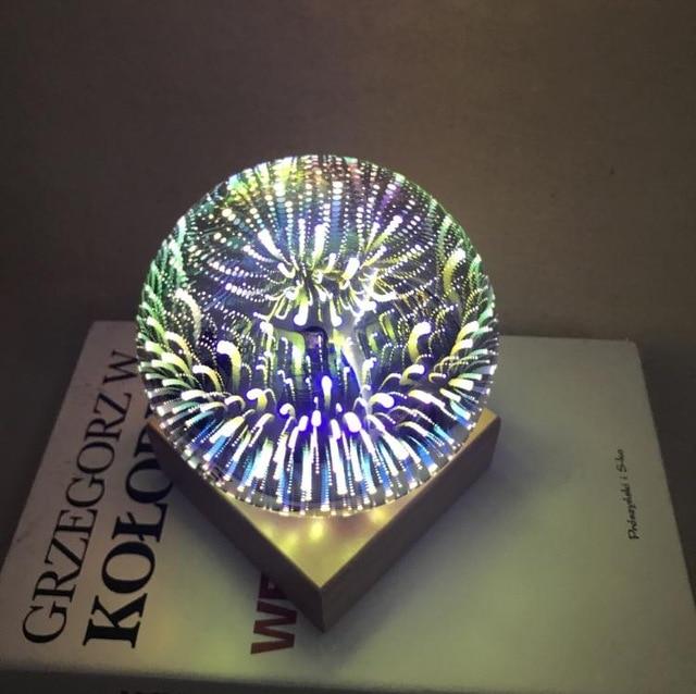 Luminária Noturna Bola de Cristal Art Déco Moderna em Vidro e Madeira