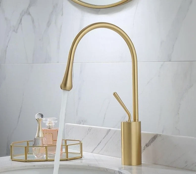 Raffeto Brass Crane Bathroom Faucet in 18 Inch and 15 Inch Heights
